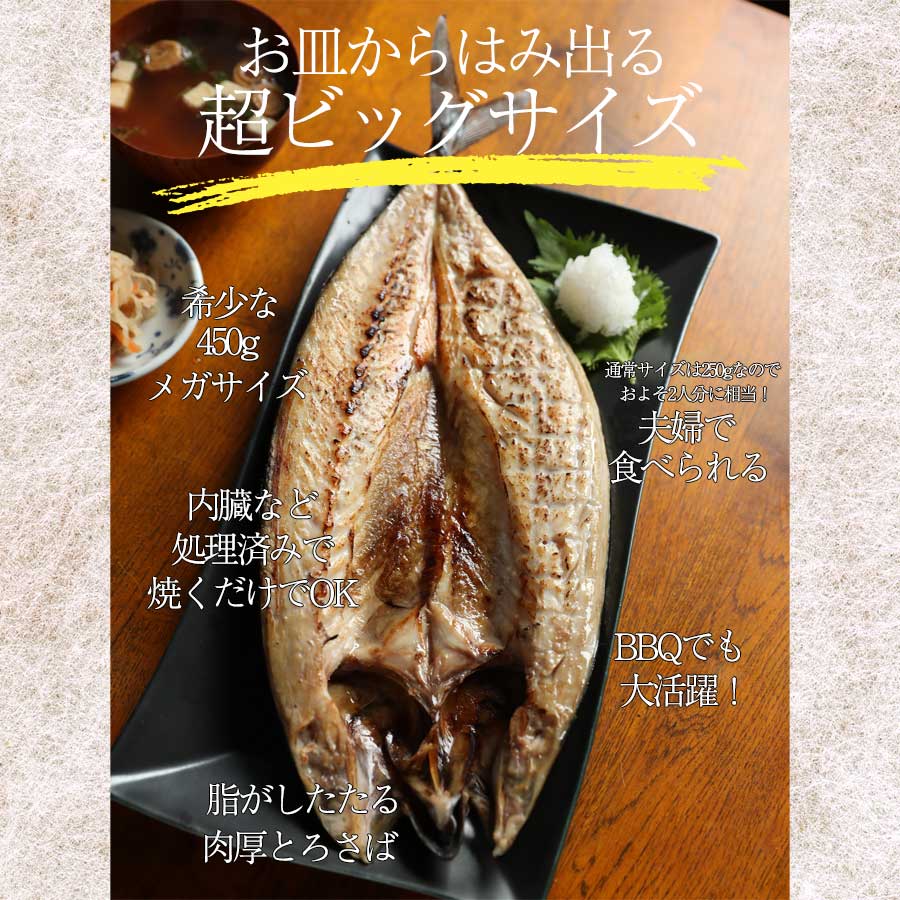 無塩 サバ 鯖 さば 開き 頭付き 450g 下処理済